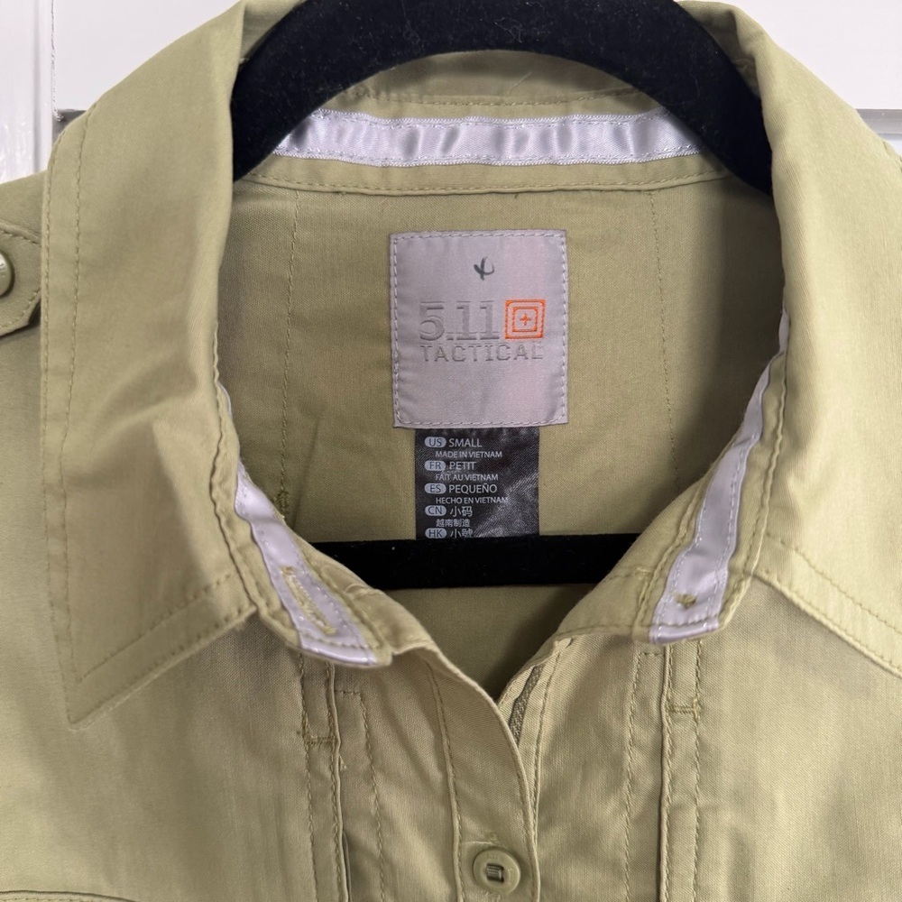 5.11 Tactical Moss Green Long Sleeved Button Down Size Small - Picture 2 of 11